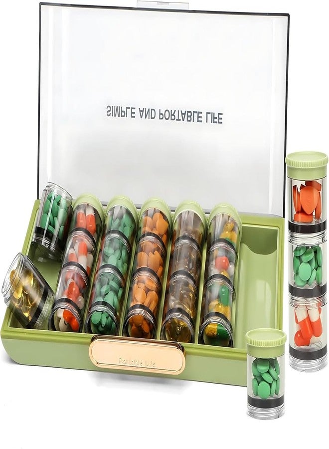 GNOLY علبة حبوب صغيرة متعددة الأغراض من GNOLY مع 21 قسمًا للتخزين - حجرة تكفي لـ 7 أيام و3 مرات - موزع حبوب وفيتامينات ومكملات غذائية أسبوعي - منظم بختم ثلاثي الطبقات (قطعة واحدة) - Image 1